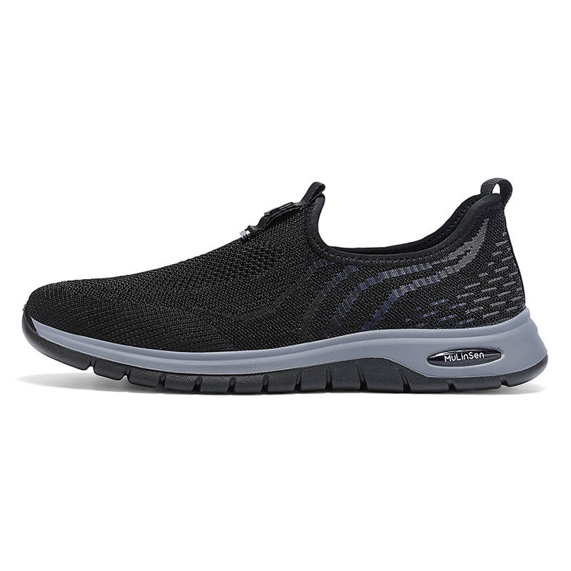 Mulinsen Fabric Wear resistant And Lightweight Low top Casual Shoes Men's Black Gray