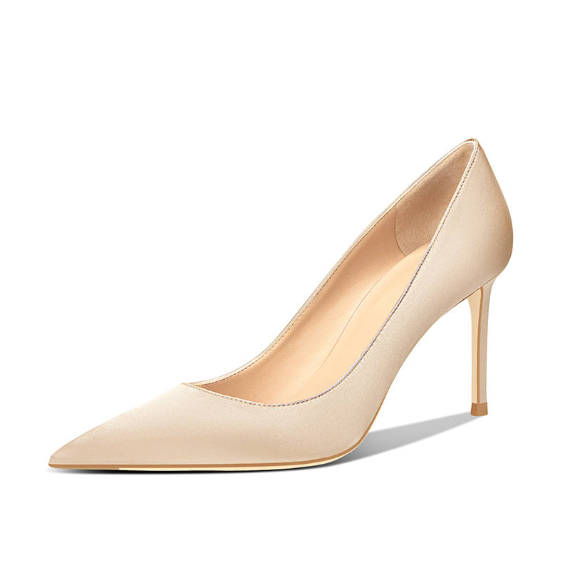 LUKECSION Slim Heel High Heels Women's Gold