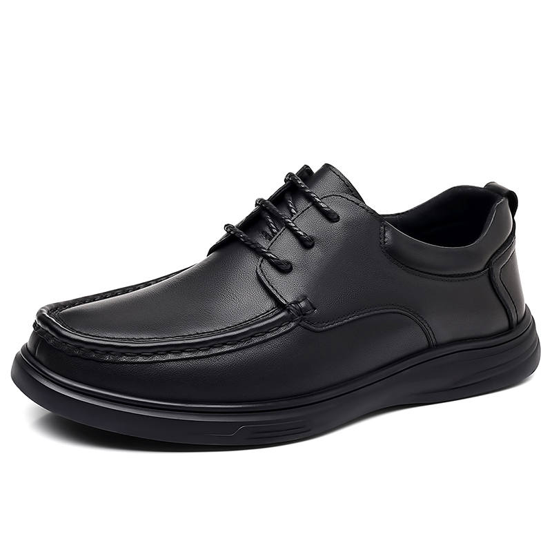 JANECO Top Grain Cow Leather Casual Shoes Men's Black