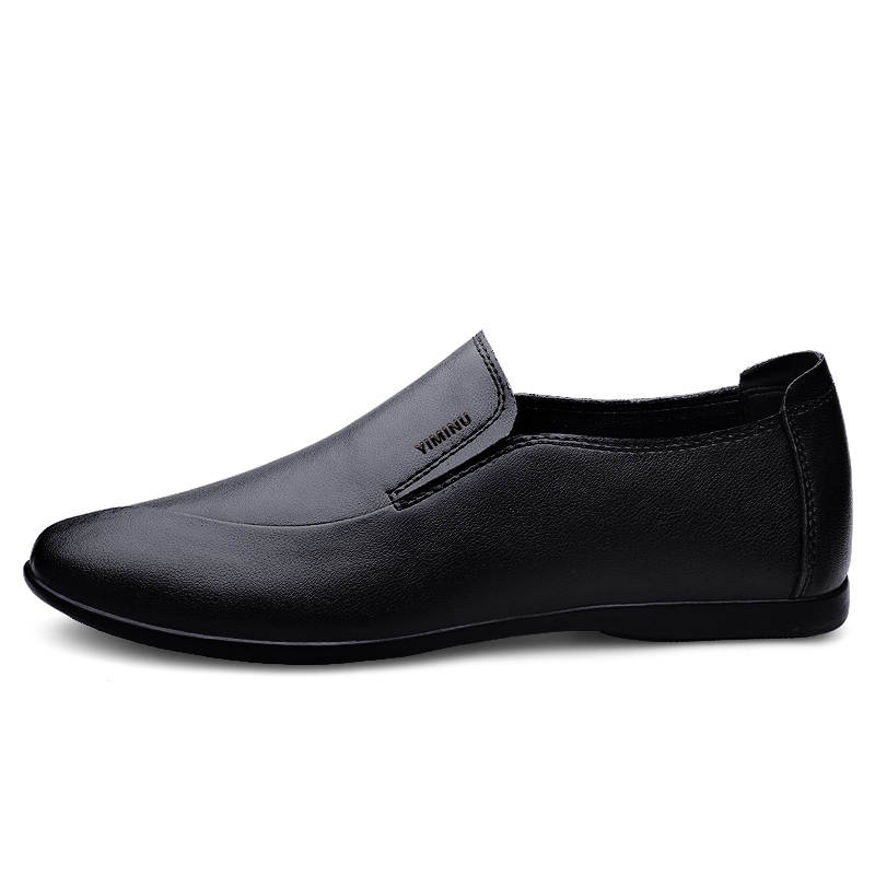 YIMINU Casual Leather Shoes Men's Low Top Brown
