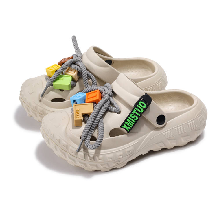 XMISTUO Detachable Diy Building Blocks Shoelace Outerwear Sandal EVA Clogs Women's