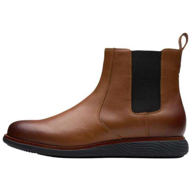 Clarks Cow Leather Short Chelsea Boots 2.5cm Men's Brown