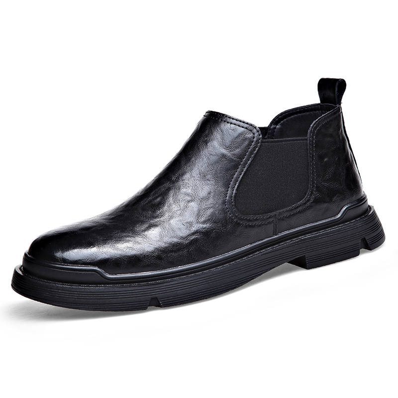 KAQIAODI Cow Split Leather Ankle Length Chelsea Boots Men's