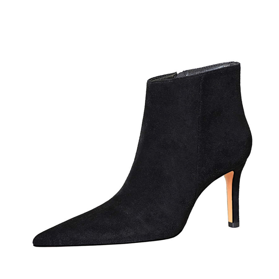 BIGTREE BIGTREE Suede Ankle Boots 8cm Women's Black