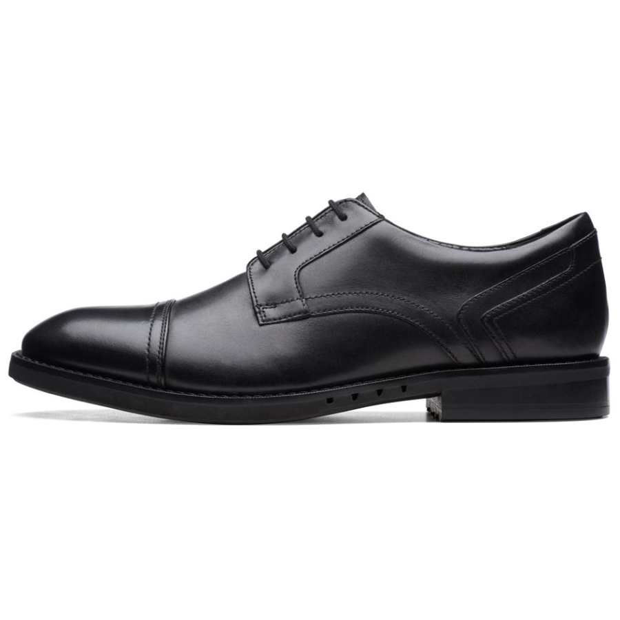 Clarks Un Hugh Cap Leather Dress Shoes Men's Black