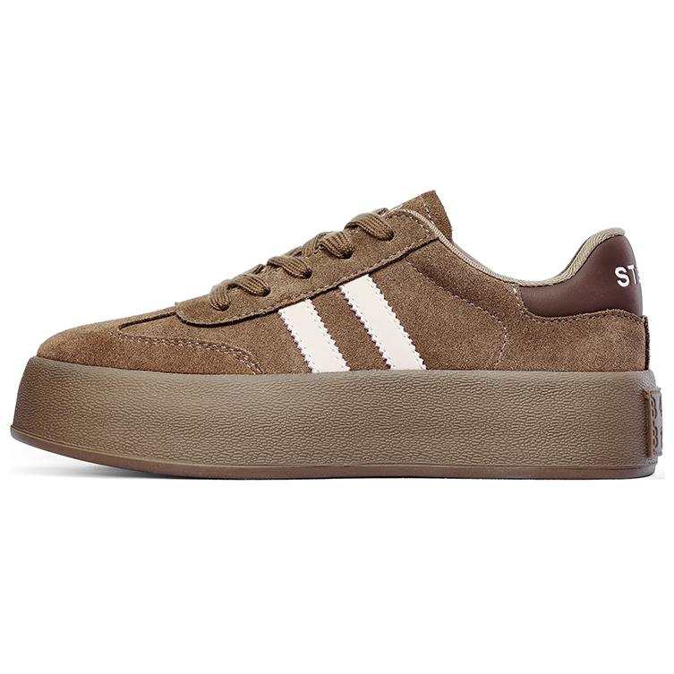 ST&SAT Cow Split Leather Cushioning Lightweight Cushioning Lightweight Low top German Army Trainers 4cm Women's