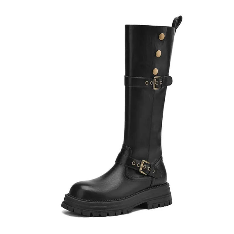 ZHR Knee High Boots Women's Black/Brown