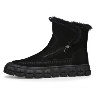 WECKER Thermal Abrasion Resistant Suede, Thermal Fleece Lined Fashion Crew Snow Boots Men's