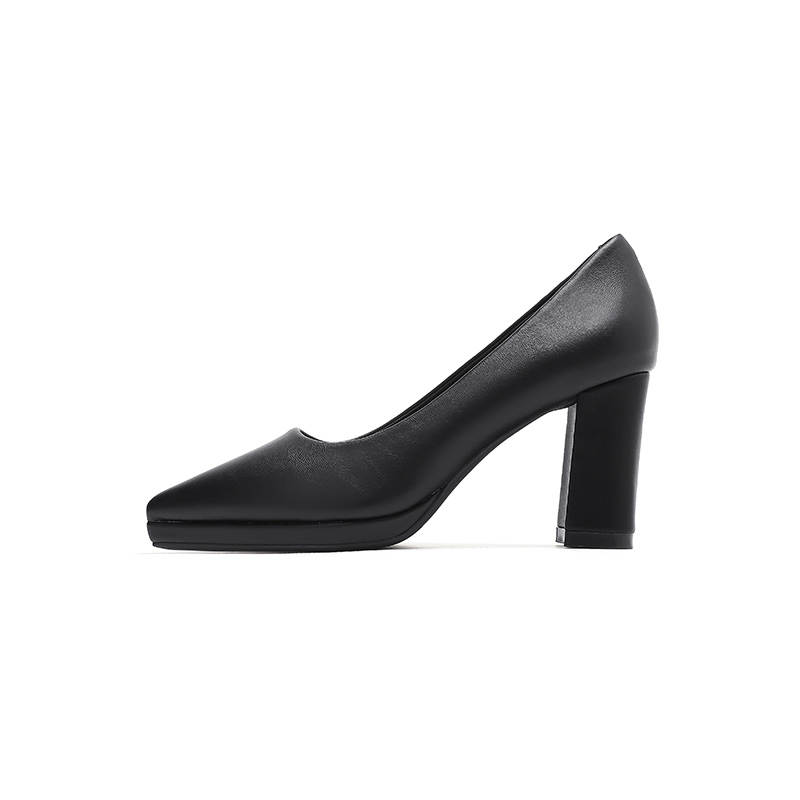 Zubumei Microfiber Leather Chunky Heel High Heels 8cm Women's