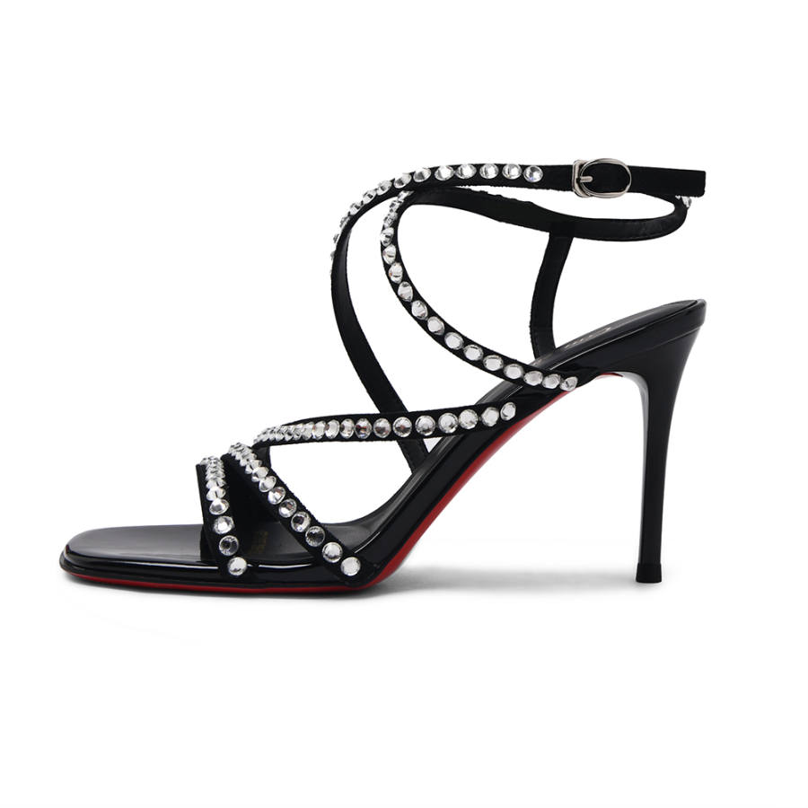 CAMEIDO Synthetic Leather One Strap Sandals Women's Black