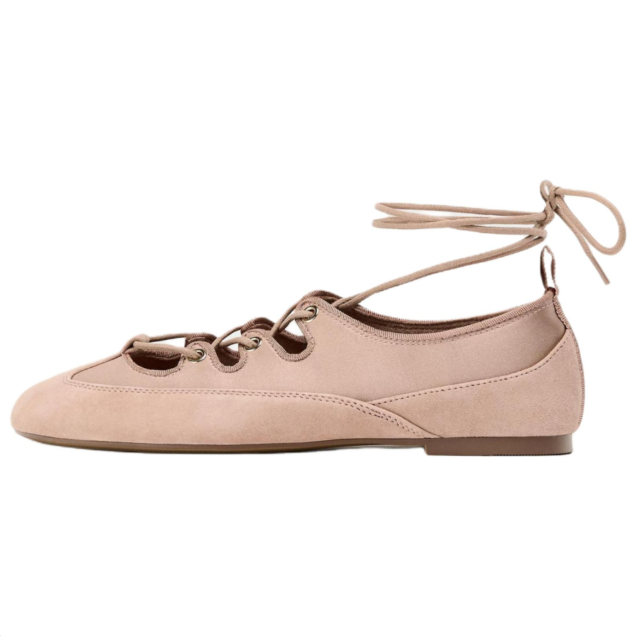 ZARA Sheepskin Casual Shoes Women's Pink