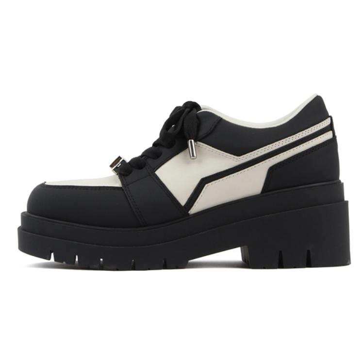 CALVIN LUO Leather Platform Shoes Unisex Black White
