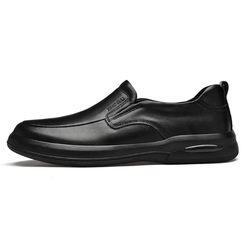 XIMO BULL Top Grain Cow Leather Casual Shoes Men's Black
