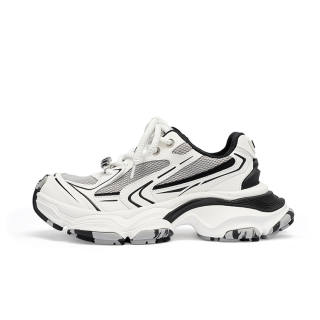 CINDY C ERIC Cow Leather Height Increasing Mid top Chunky Sneakers Women's White