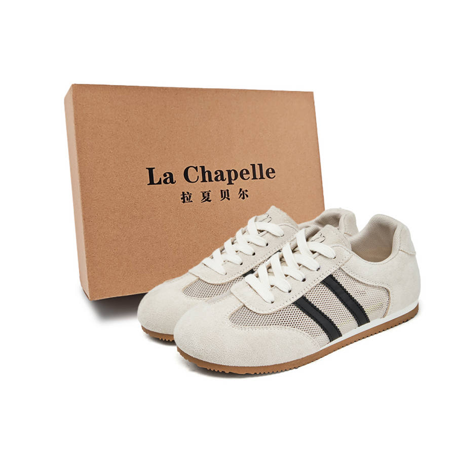 La Chapelle Anti Slip Wear Resistant Low Top Casual Shoes Women's Beige Gray Black