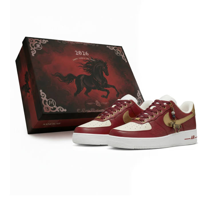 Nike Nike Air Force 1 'Panda Leather, Sanci Laboratory, Horse Year, Auspicious Horse, Box Abrasion Resistant Slip Resistant