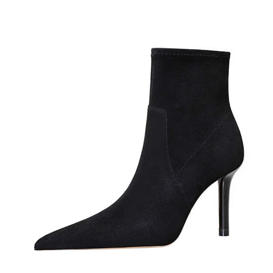 DUNNU Leather Ankle Boots 9.5cm Women's Black