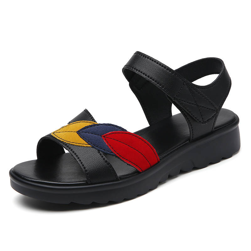 Reivantix Reivanti Microfiber Leather One Strap Sandals 3cm Women's Black