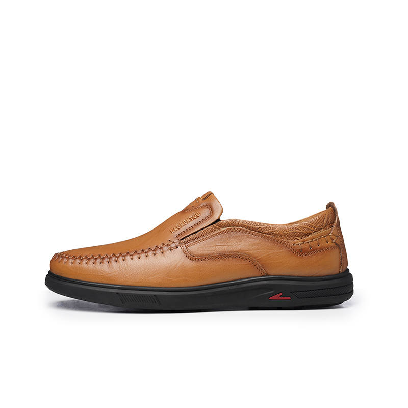 LAORENTOU Casual Leather Shoes Men's Low Top Brown