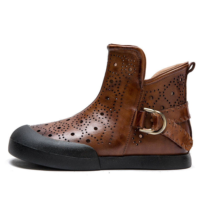 JIEZHOU Top Grain Cow Leather Ankle Boots 2cm Women's
