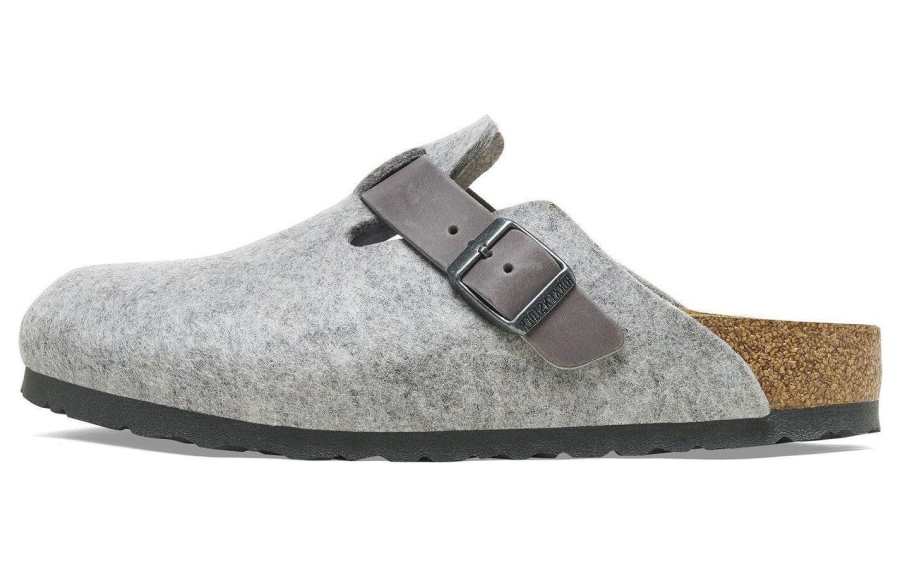 Birkenstock Boston Birkenstock Natural Leather-Felt 'Light Grey'