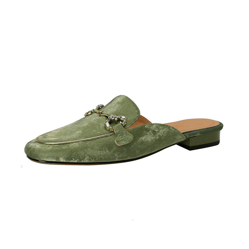 Echo&yolo TPR Sole Abrasion Resistant Slip Resistant Closed Toe Slippers Women's Green, Apricot
