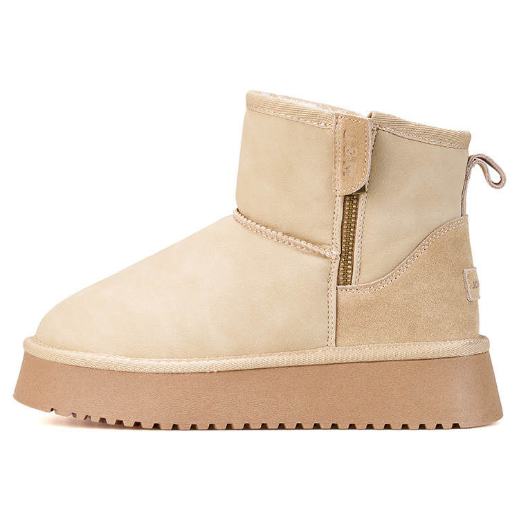 Joy&Mario Thermal Height Increasing Short Snow Boots Women's Beige