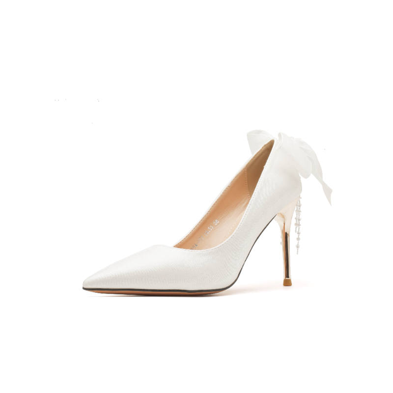 QITUMAUL Slim Heel High Heels 6.5 9.5cm Women's White