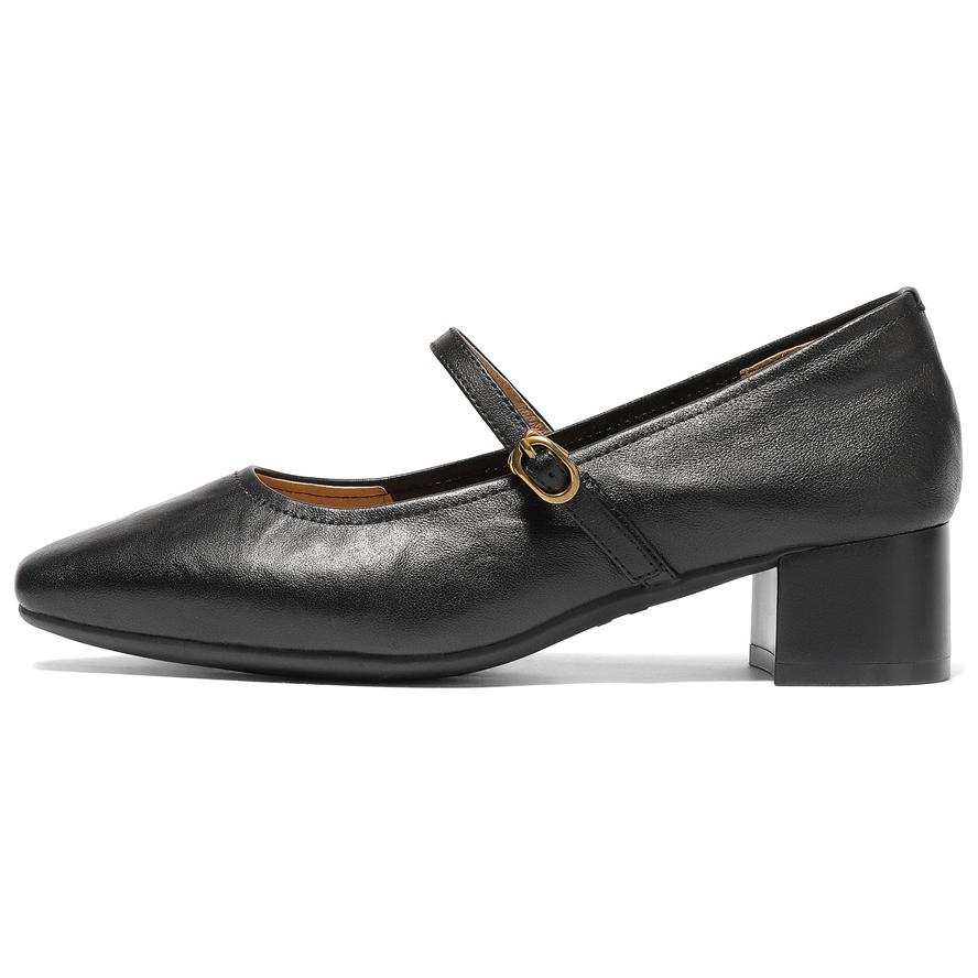 Senda Sheepskin Chunky Heel Mary Jane Shoes Women's
