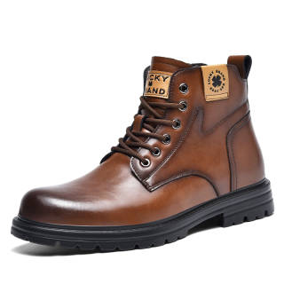 LUCKY BRAND Cow Split Leather Short Combat Boots Men's