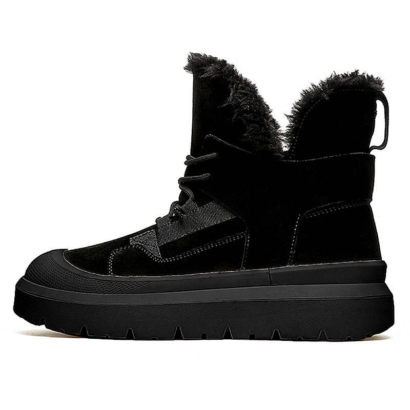 KAQIAODI Cow Suede Platform, Fleece Lined Fashion Short Snow Boots Unisex