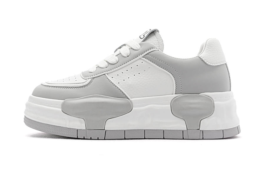 I&Z Pu Height Increasing Height Increasing Low top Students Party, Casual Skate Shoes Women's White Gray