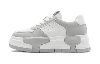 I&Z Pu Height Increasing Height Increasing Low top Students Party, Casual Skate Shoes Women's White Gray
