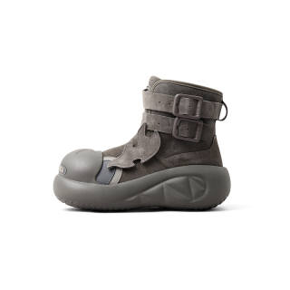 CHIKOKU Snarling Shark Large Head Fleece Lined Comfortable Platform Ankle Boots Women's Small Carbon Gray