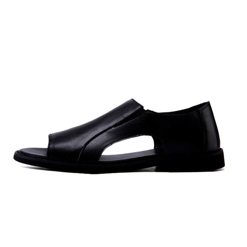 Devanro Devanro Cow Leather One Strap Sandals Men's Black