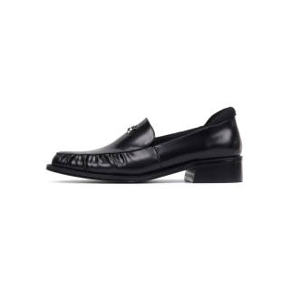Asthershop Top Grain Cow Leather Loafers Unisex Black