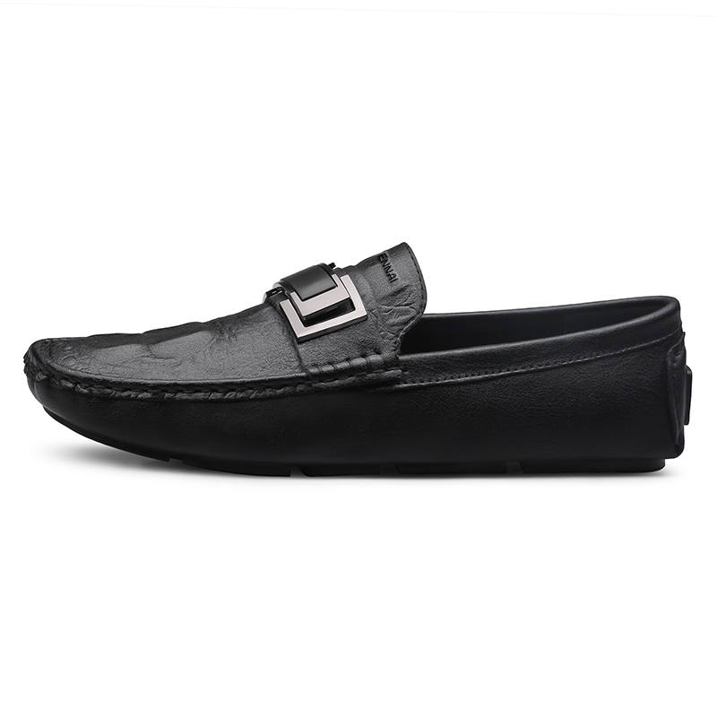 WENNAI Top Grain Cow Leather Casual Shoes Men's Black
