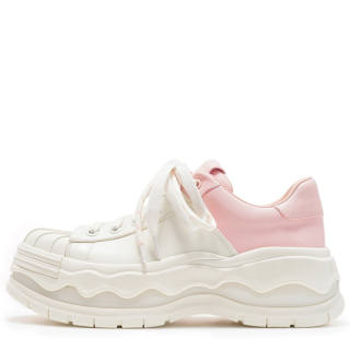 VITTORIO VENTURA Cow Leather Slip Resistant Low top Casual Shoes Women's White & Pink
