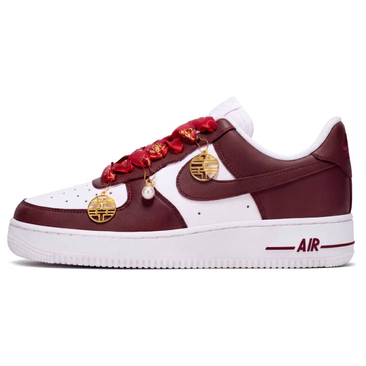 Nike Nike Air Force 1 'Panda Leather, Sanci Laboratory, Horse Year, Wedding Shoes, Red Saddle Horse