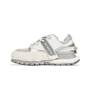 NEXT IMPULSIVE Wave Collection Mesh, Cow Leather Stylish Skateboarding Shoes Unisex Silver White