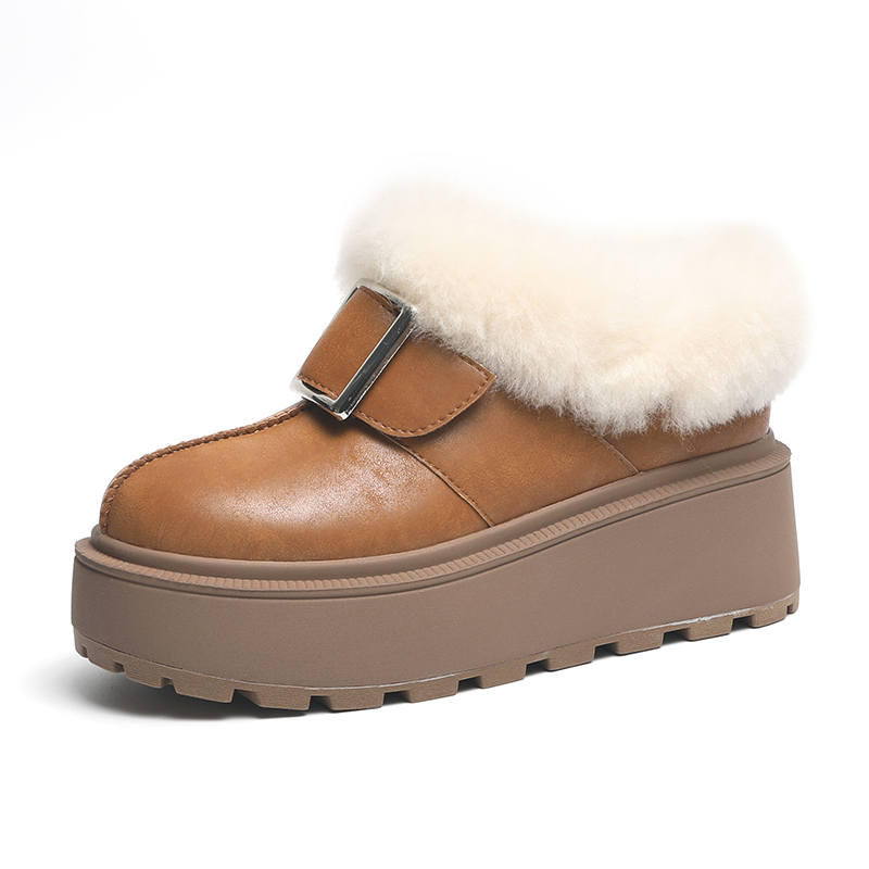 O.L Cow Split Leather Thermal Waterproof Abrasion Resistant Slip Resistant Short Snow Boots Women's