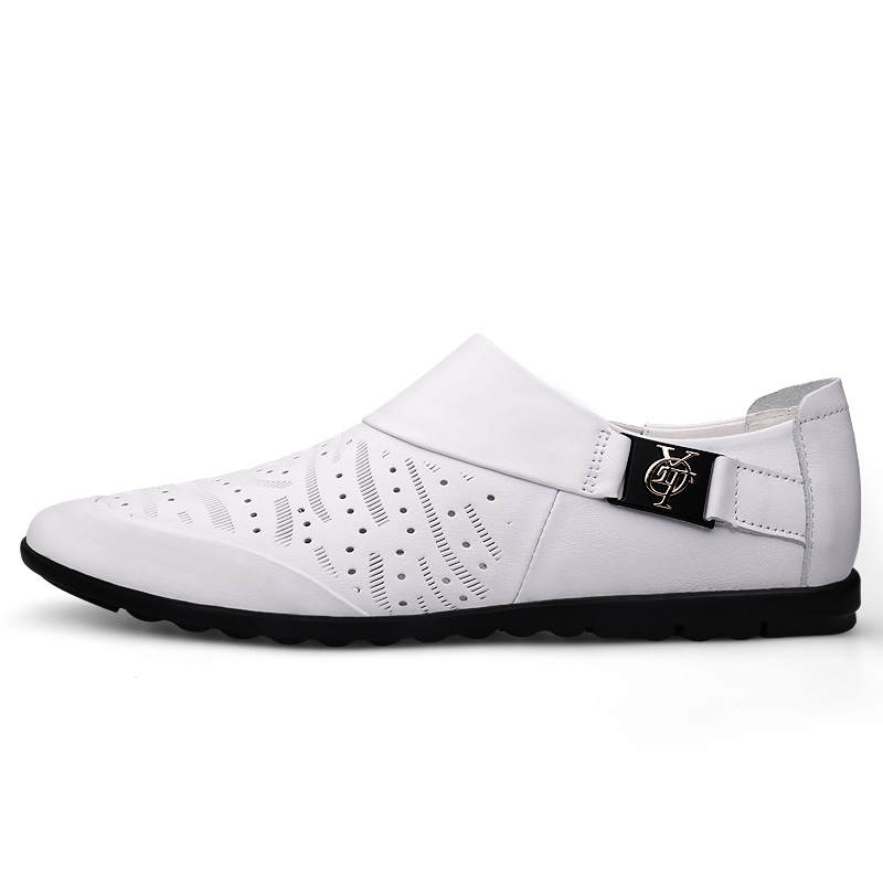 YINGLUNQISHI Top Grain Cow Leather Casual Shoes Men's White
