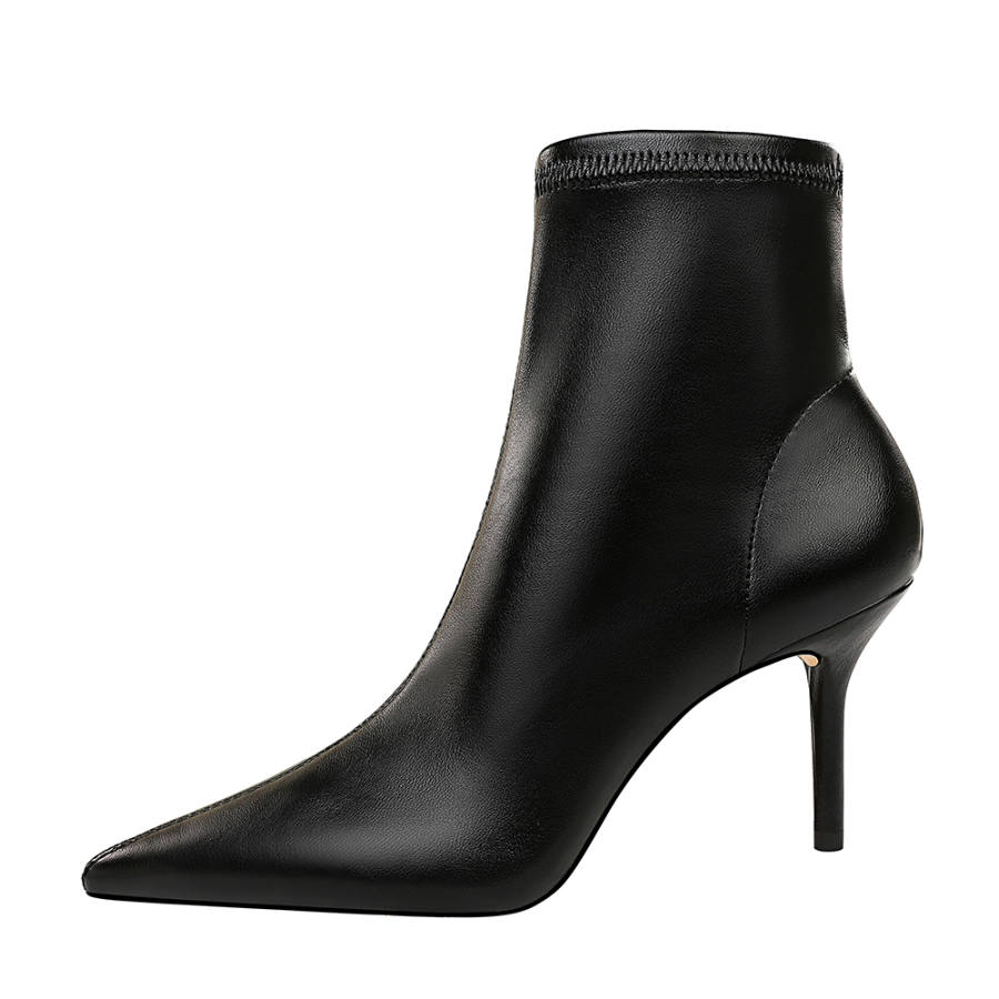 QITUMAUL Pu Ankle Boots 8cm Women's Black