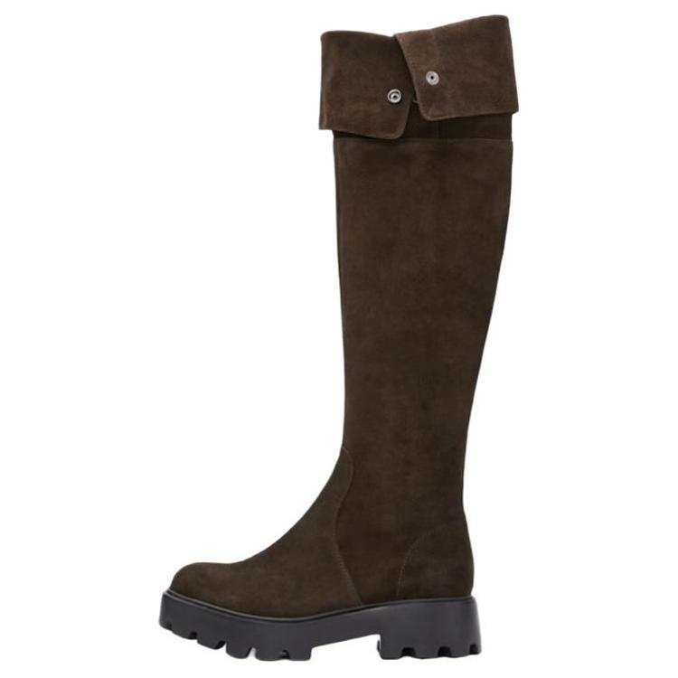Staccato Collar Boots Cow Split Leather Over the knee Boots Women's