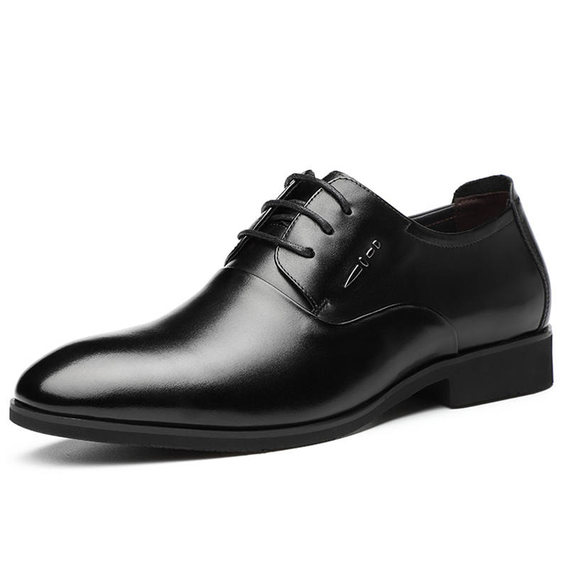 QIAONAI Top Grain Cow Leather Dress Shoes Men's Black