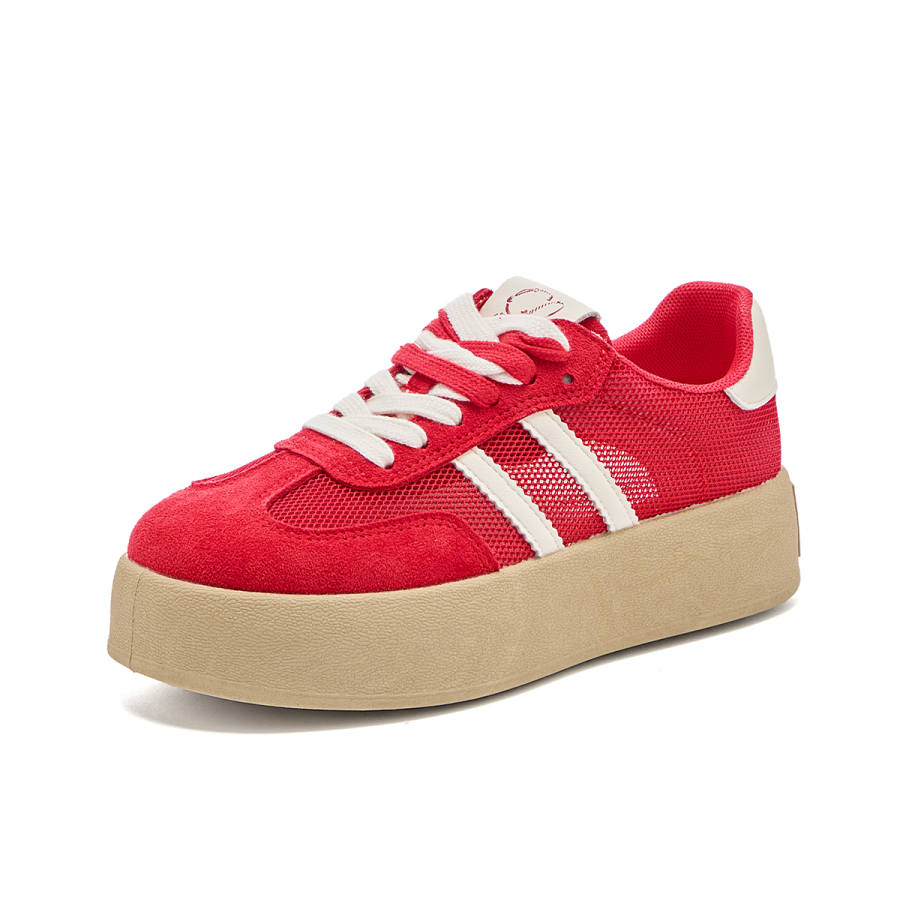 La Chapelle Anti Slip Wear Resistant Low Top Skateboard Shoes Women's Red