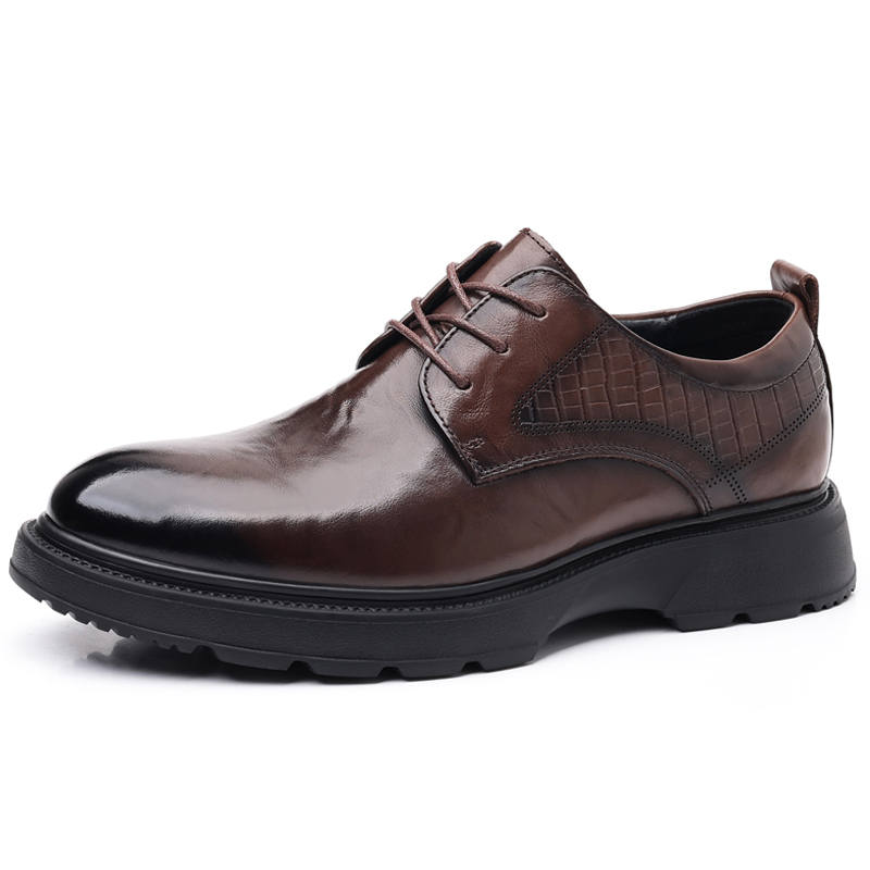 SHUPATE Casual Leather Shoes Men's Low Top Brown/Black