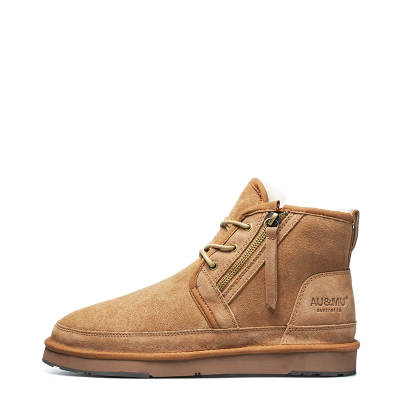 AU&MU Sheepskin Slip Resistant Slip Resistant Thermal 11cm Snow Boots Unisex
