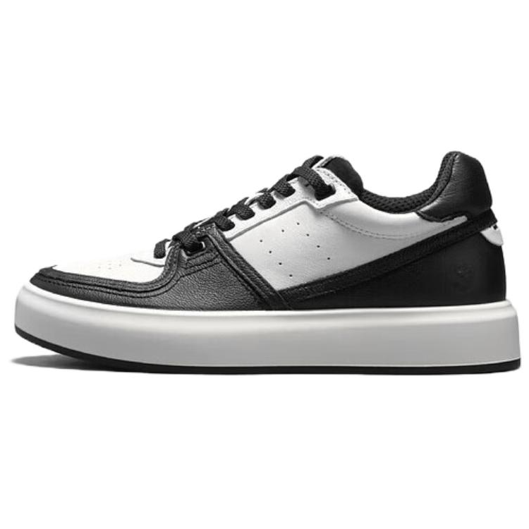 Ecco Street ACE Cow Leather Low top Skateboard Shoes Women's Black/Gray White
