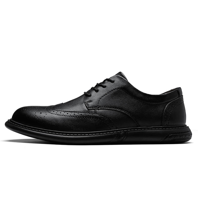 GONGNIULEITING Top Grain Cow Leather Casual Shoes Men's Black